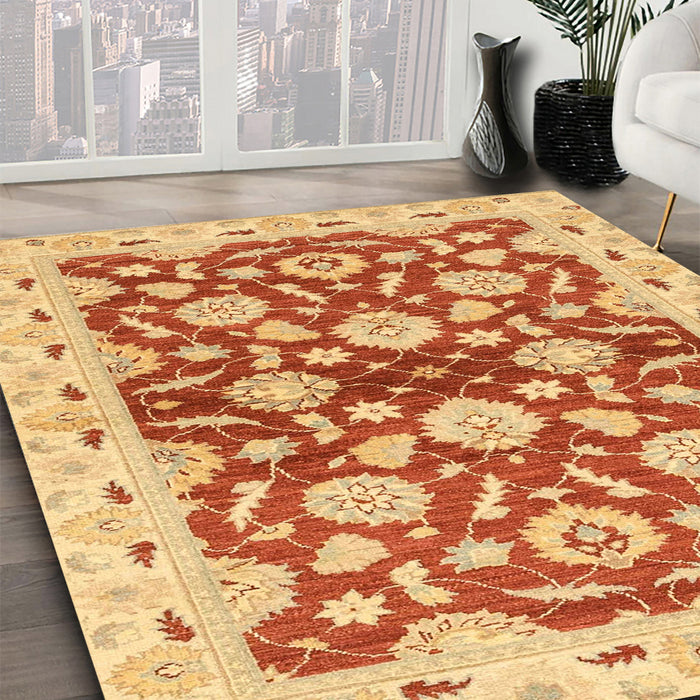 Machine Washable Abstract Orange Red Rug in a Family Room, wshabs3024