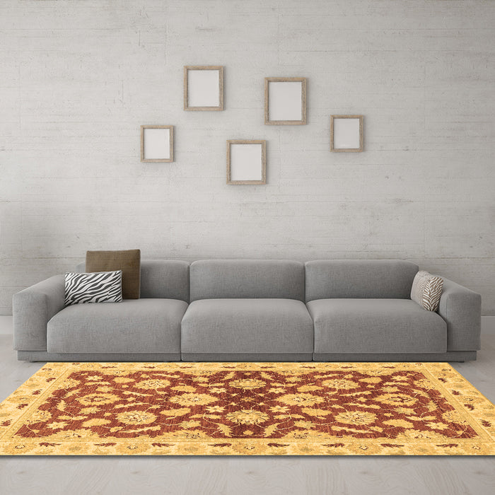 Machine Washable Oriental Brown Traditional Rug in a Living Room,, wshabs3024brn