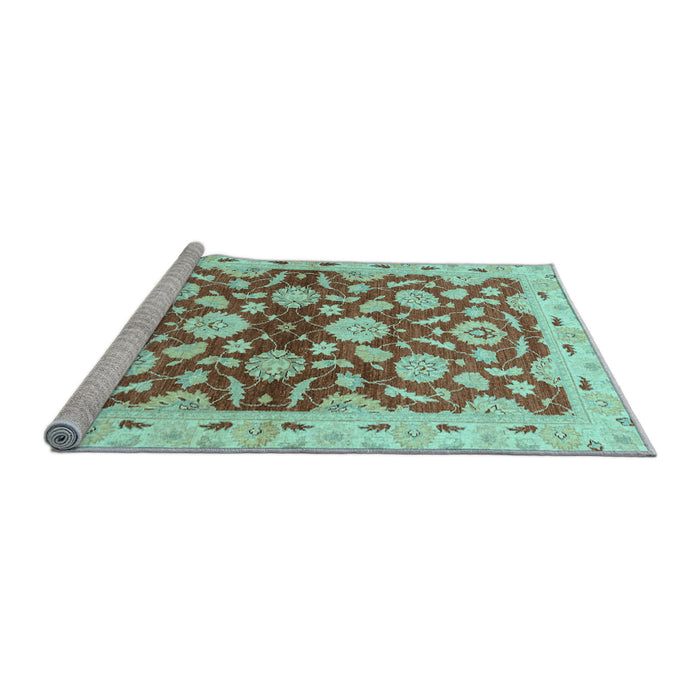 Sideview of Machine Washable Oriental Light Blue Traditional Rug, wshabs3024lblu