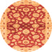 Round Machine Washable Oriental Orange Traditional Area Rugs, wshabs3024org