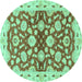 Round Oriental Turquoise Traditional Rug, abs3024turq