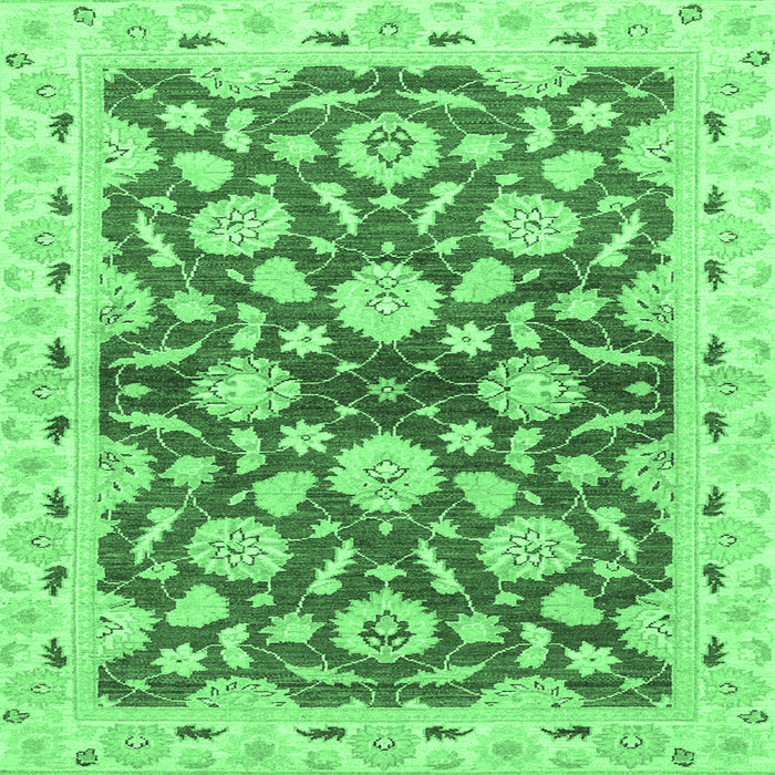 Square Machine Washable Oriental Emerald Green Traditional Area Rugs, wshabs3024emgrn