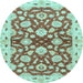 Round Oriental Light Blue Traditional Rug, abs3024lblu