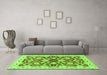 Machine Washable Oriental Green Traditional Area Rugs in a Living Room,, wshabs3024grn