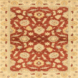 Square Machine Washable Abstract Orange Red Rug, wshabs3024