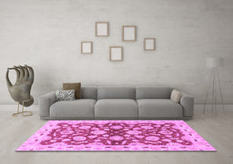 Machine Washable Oriental Purple Traditional Area Rugs in a Living Room, wshabs3024pur