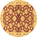 Round Machine Washable Oriental Brown Traditional Rug, wshabs3024brn