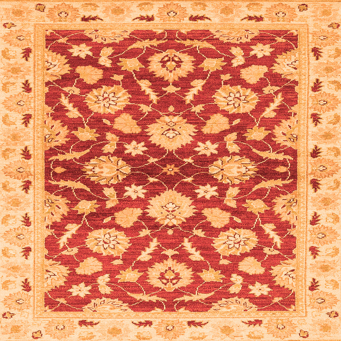 Square Oriental Orange Traditional Rug, abs3024org