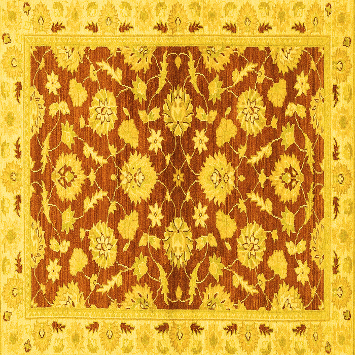Square Machine Washable Oriental Yellow Traditional Rug, wshabs3024yw