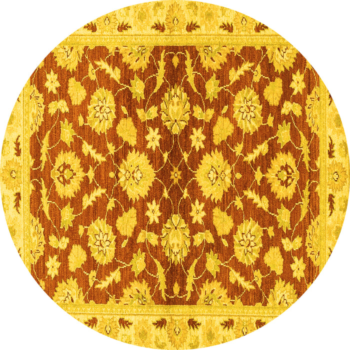 Round Oriental Yellow Traditional Rug, abs3024yw