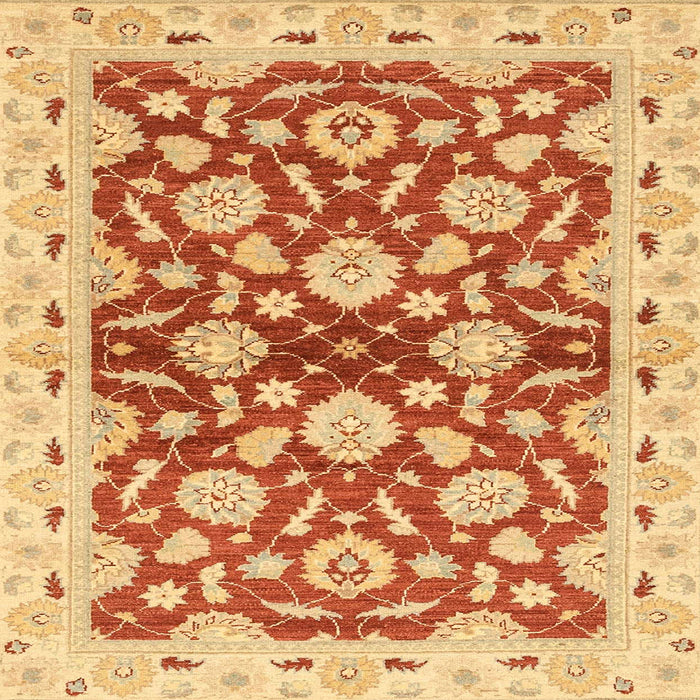 Square Abstract Orange Red Oriental Rug, abs3024