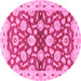 Round Machine Washable Oriental Pink Traditional Rug, wshabs3024pnk