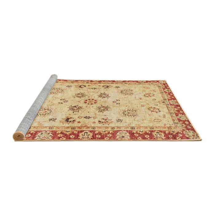 Sideview of Machine Washable Abstract Mustard Yellow Rug, wshabs3025