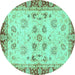 Round Oriental Turquoise Traditional Rug, abs3025turq