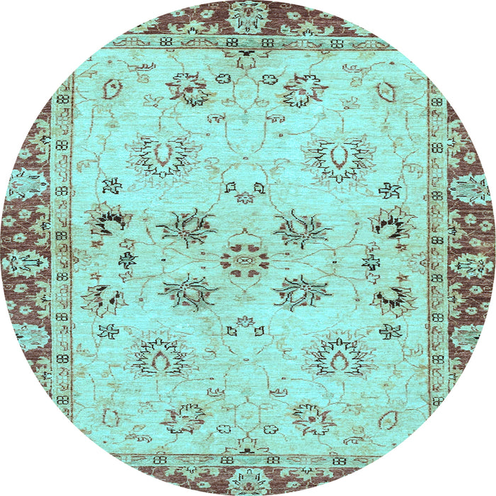 Round Oriental Light Blue Traditional Rug, abs3025lblu