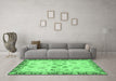 Machine Washable Oriental Emerald Green Traditional Area Rugs in a Living Room,, wshabs3025emgrn