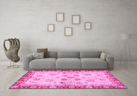 Machine Washable Oriental Pink Traditional Rug, wshabs3025pnk