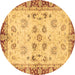 Round Oriental Brown Traditional Rug, abs3025brn