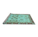 Sideview of Machine Washable Oriental Light Blue Traditional Rug, wshabs3025lblu