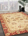 Abstract Mustard Yellow Oriental Rug in Family Room, abs3025