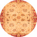 Round Oriental Orange Traditional Rug, abs3025org