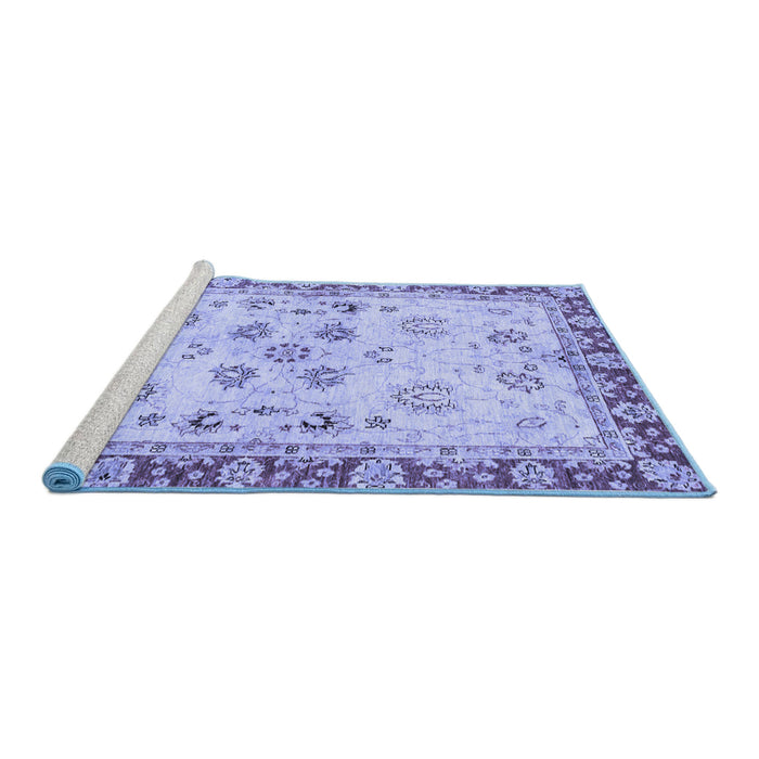 Sideview of Machine Washable Oriental Blue Traditional Rug, wshabs3025blu