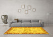 Machine Washable Oriental Yellow Traditional Rug in a Living Room, wshabs3025yw