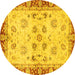 Round Oriental Yellow Traditional Rug, abs3025yw