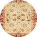 Round Abstract Mustard Yellow Oriental Rug, abs3025