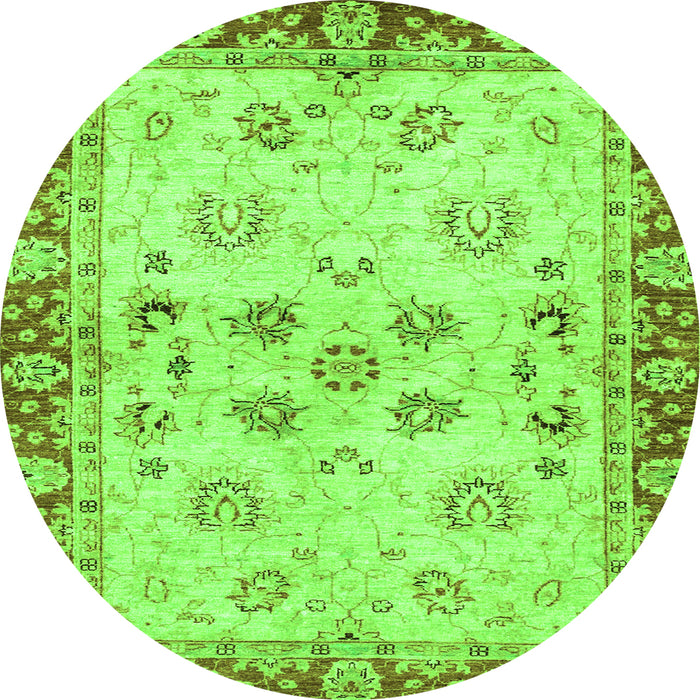 Round Machine Washable Oriental Green Traditional Area Rugs, wshabs3025grn
