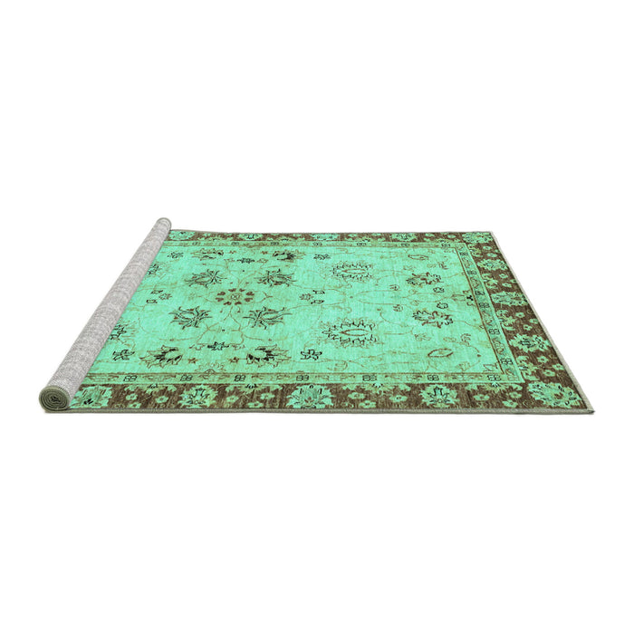 Sideview of Machine Washable Oriental Turquoise Traditional Area Rugs, wshabs3025turq