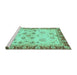 Sideview of Machine Washable Oriental Turquoise Traditional Area Rugs, wshabs3025turq