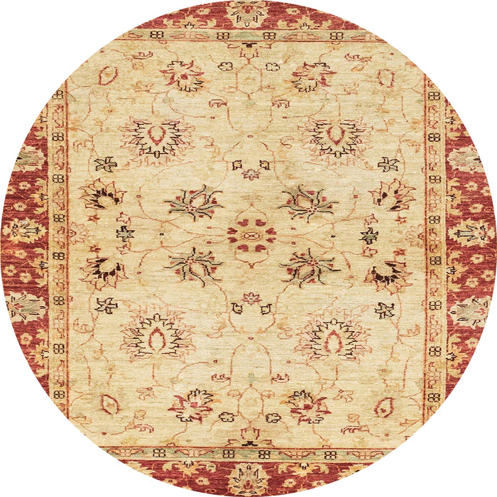 Round Machine Washable Abstract Mustard Yellow Rug, wshabs3025