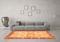 Machine Washable Oriental Orange Traditional Rug, wshabs3025org