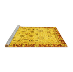 Sideview of Machine Washable Oriental Yellow Traditional Rug, wshabs3025yw