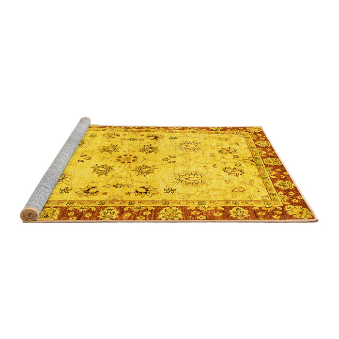 Sideview of Machine Washable Oriental Yellow Traditional Rug, wshabs3025yw