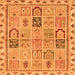 Square Machine Washable Abstract Orange Modern Area Rugs, wshabs3026org