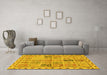 Machine Washable Abstract Yellow Modern Rug in a Living Room, wshabs3026yw