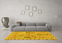 Machine Washable Abstract Yellow Modern Rug, wshabs3026yw