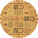 Round Abstract Brown Modern Rug, abs3026brn