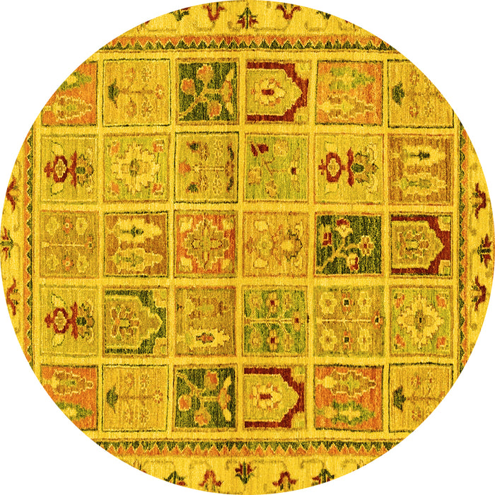 Round Abstract Yellow Modern Rug, abs3026yw