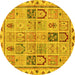 Round Abstract Yellow Modern Rug, abs3026yw