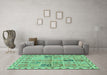 Machine Washable Abstract Turquoise Modern Area Rugs in a Living Room,, wshabs3026turq