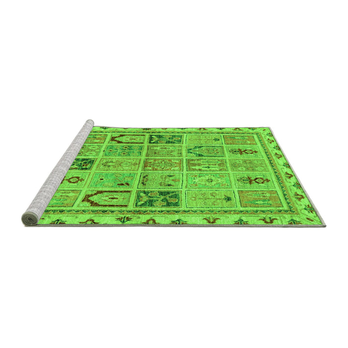 Sideview of Machine Washable Abstract Green Modern Area Rugs, wshabs3026grn