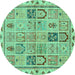 Round Machine Washable Abstract Turquoise Modern Area Rugs, wshabs3026turq