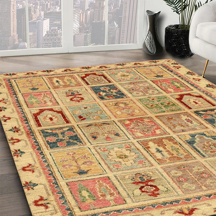 Abstract Chocolate Brown Modern Rug in Family Room, abs3026