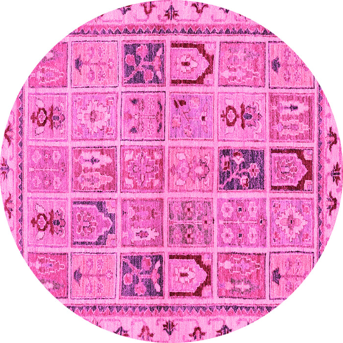 Round Machine Washable Abstract Pink Modern Rug, wshabs3026pnk