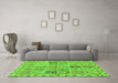 Machine Washable Abstract Green Modern Area Rugs in a Living Room,, wshabs3026grn