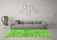 Machine Washable Abstract Green Modern Rug, wshabs3026grn