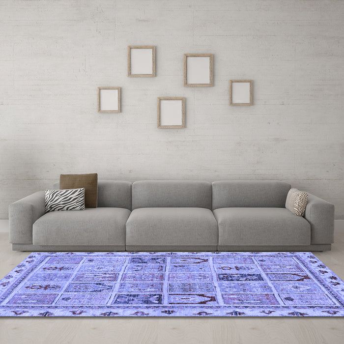 Machine Washable Abstract Blue Modern Rug in a Living Room, wshabs3026blu